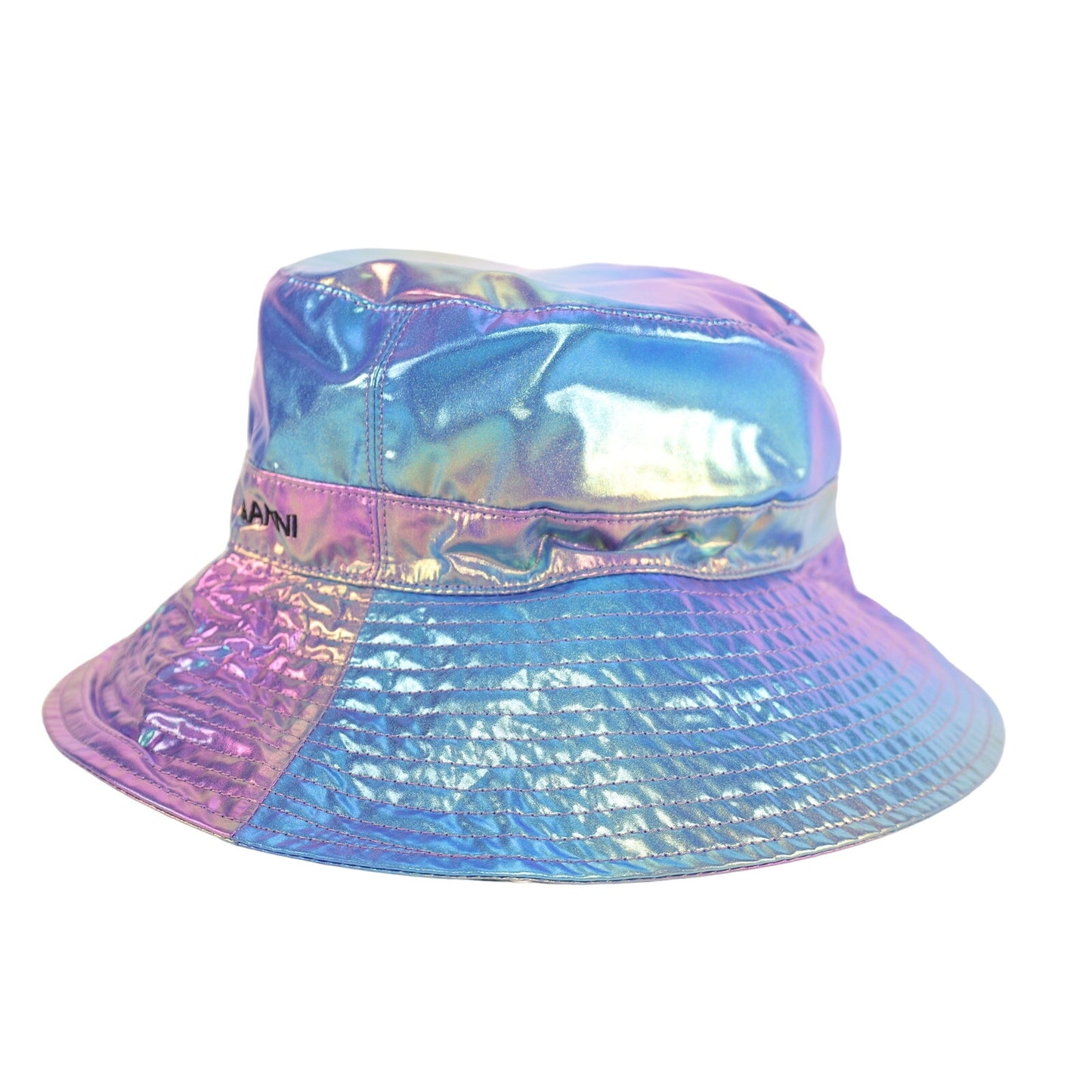 Ganni Iridescent Quilted Bucket Hat - M/L - Unicorn Rainbow