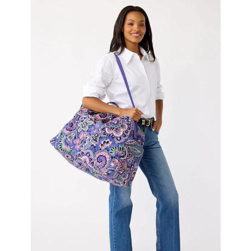 Vera Bradley Large Cotton Quilted Weekender Travel Bag - Floral Swirls