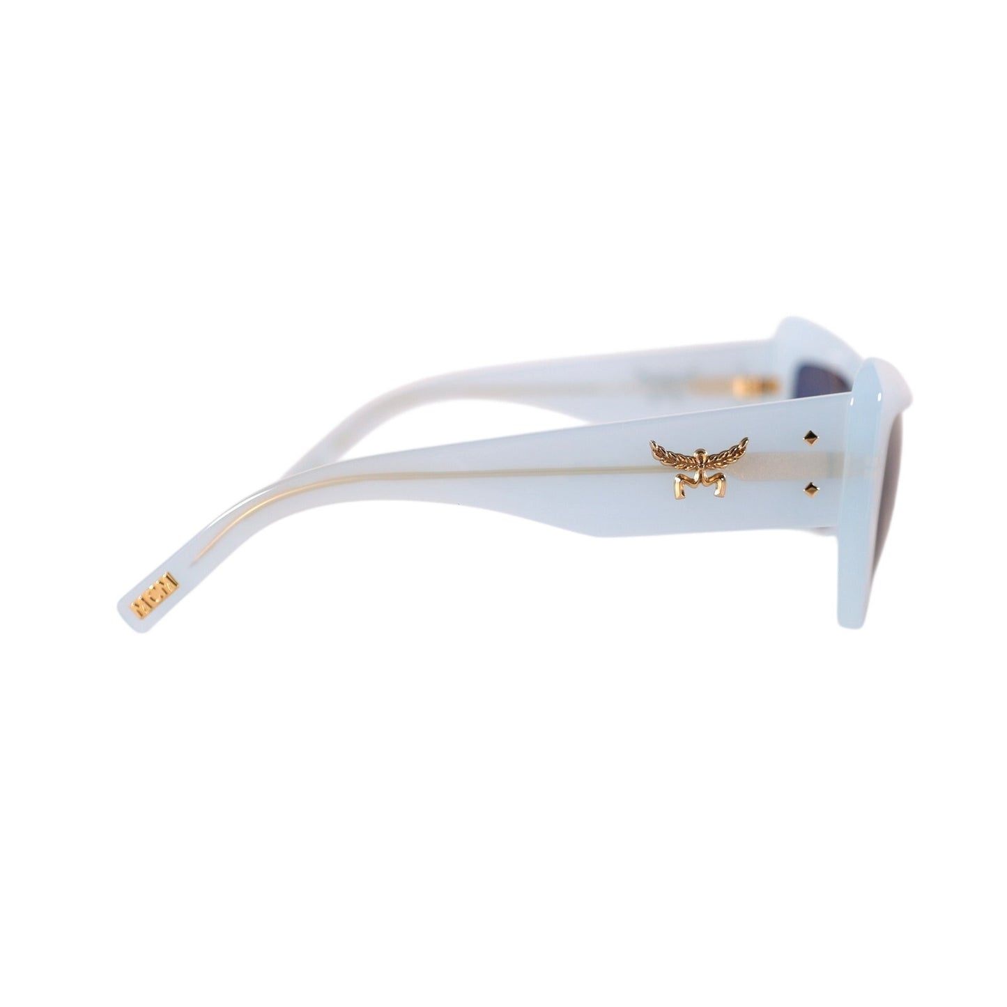MCM Wraparound Rectangle Sunglasses - Shiny Light Blue / Smoke