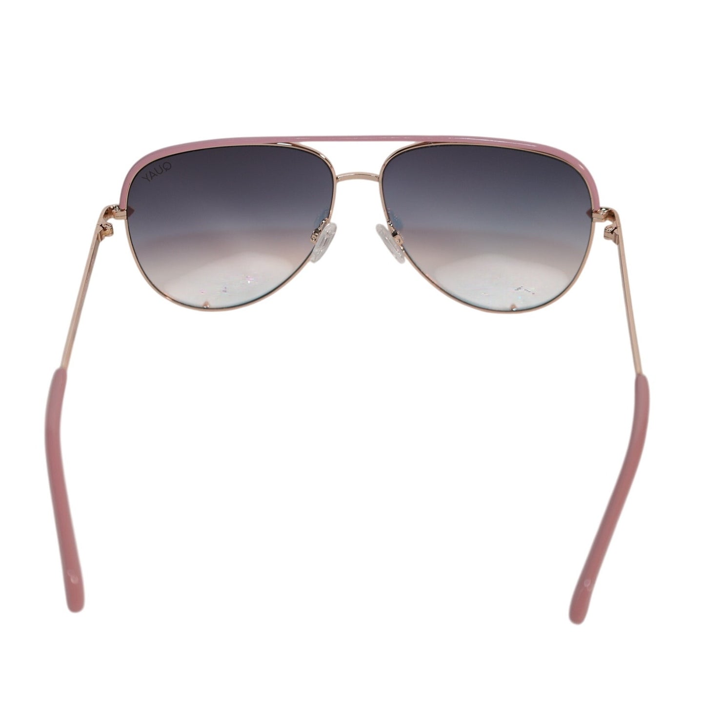 Quay Australia HIGH KEY CONTRAST Aviator Sunglasses - Rose Gold / Black Fade