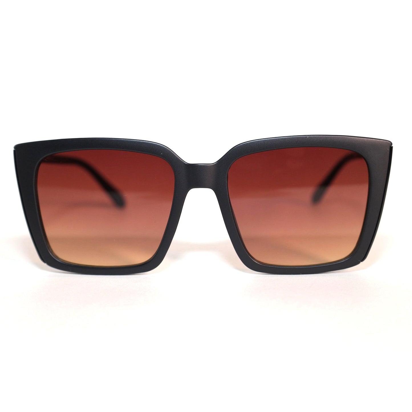 Quay Australia FRONT COVER Square Sunglasses - Matte Black / Brown Yellow