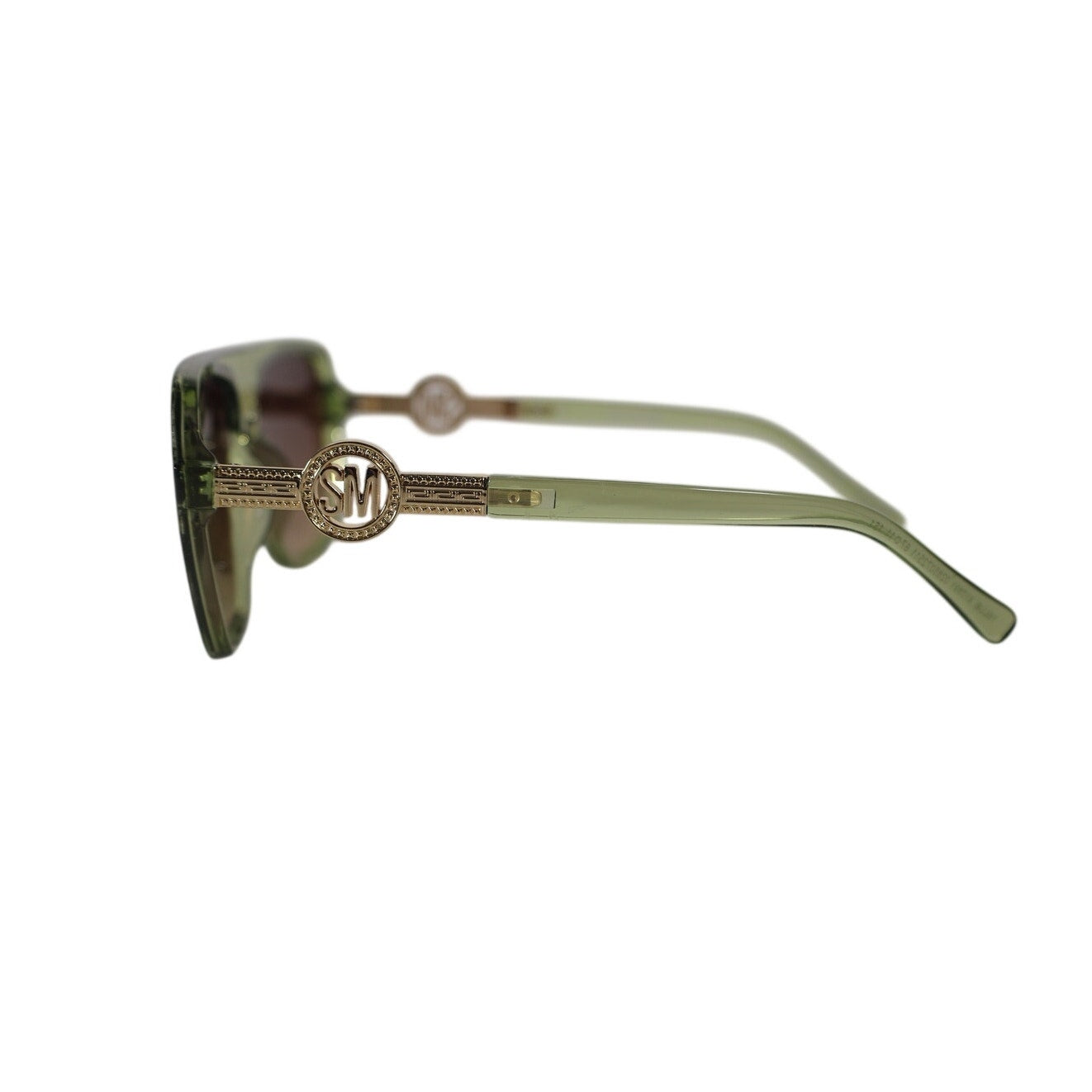 Steve Madden TELLIE Oversized Shield Sunglasses - Shiny Crystal Green/Gold