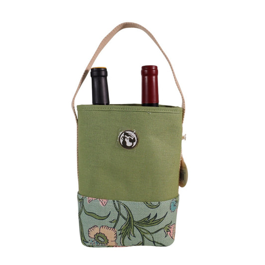 Spartina 449 Double Wine Caddy Tote Bag - Hamilton Floral Block Print