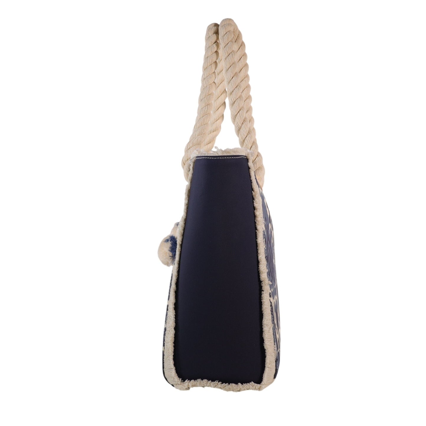 Spartina 449 Moonglade Boho Beach Tote–Large Rope Handle Bag-Blue Ikat