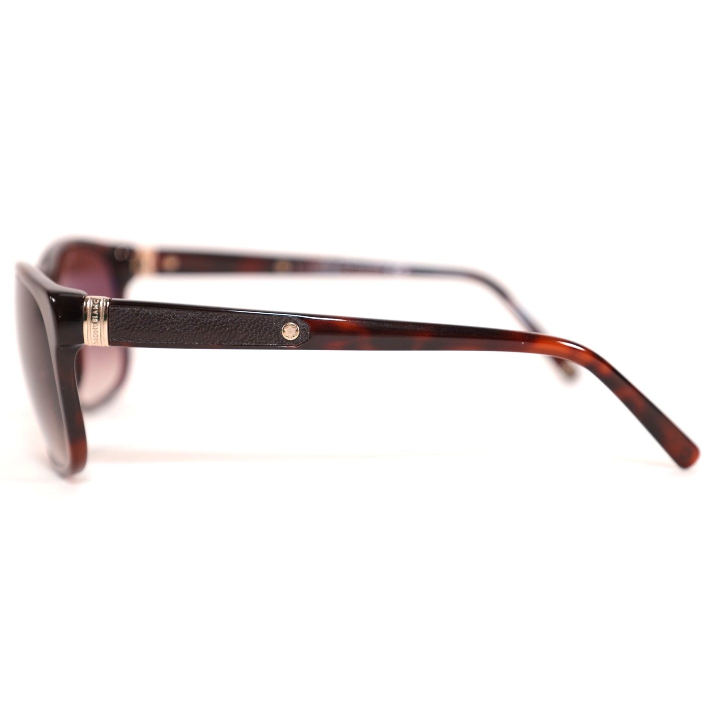 Montblanc Rectangle Men's Designer Sunglasses - Dark Brown Havana/Brown