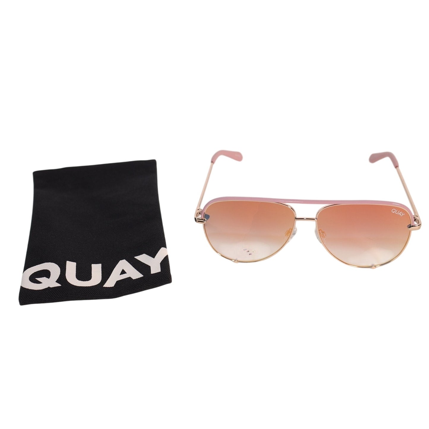 Quay Australia HIGH KEY CONTRAST Aviator Sunglasses - Rose Gold / Black Fade