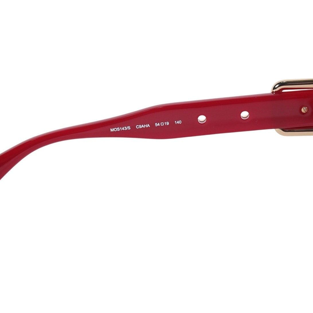 Moschino Cat Eye Sunglasses w/ Gold Buckle Accent Arms – Red / Brown Gradient