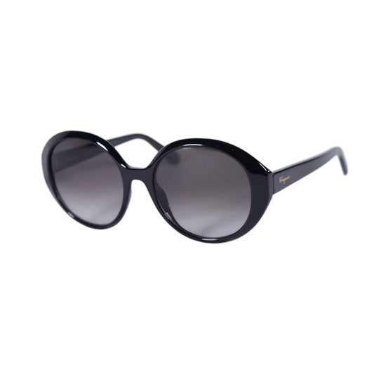 Salvatore Ferragamo Oval Round Women's Designer Sunglasses - Black / Grey