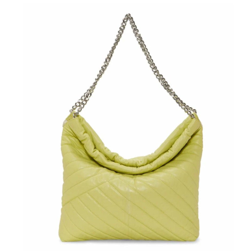 Vince Camuto Pehri Quilted Leather Shoulder Bag w/ Chain Strap-Celery Green