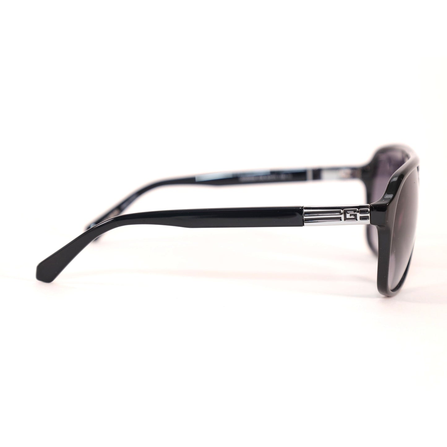 Guess Pilot Sunglasses - Shiny Black and Silver / Grey Gradient