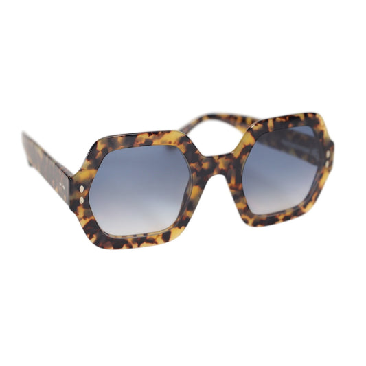 Isabel Marant Oversized Square Womens Sunglasses-Yellow Havana/Blue Gradient