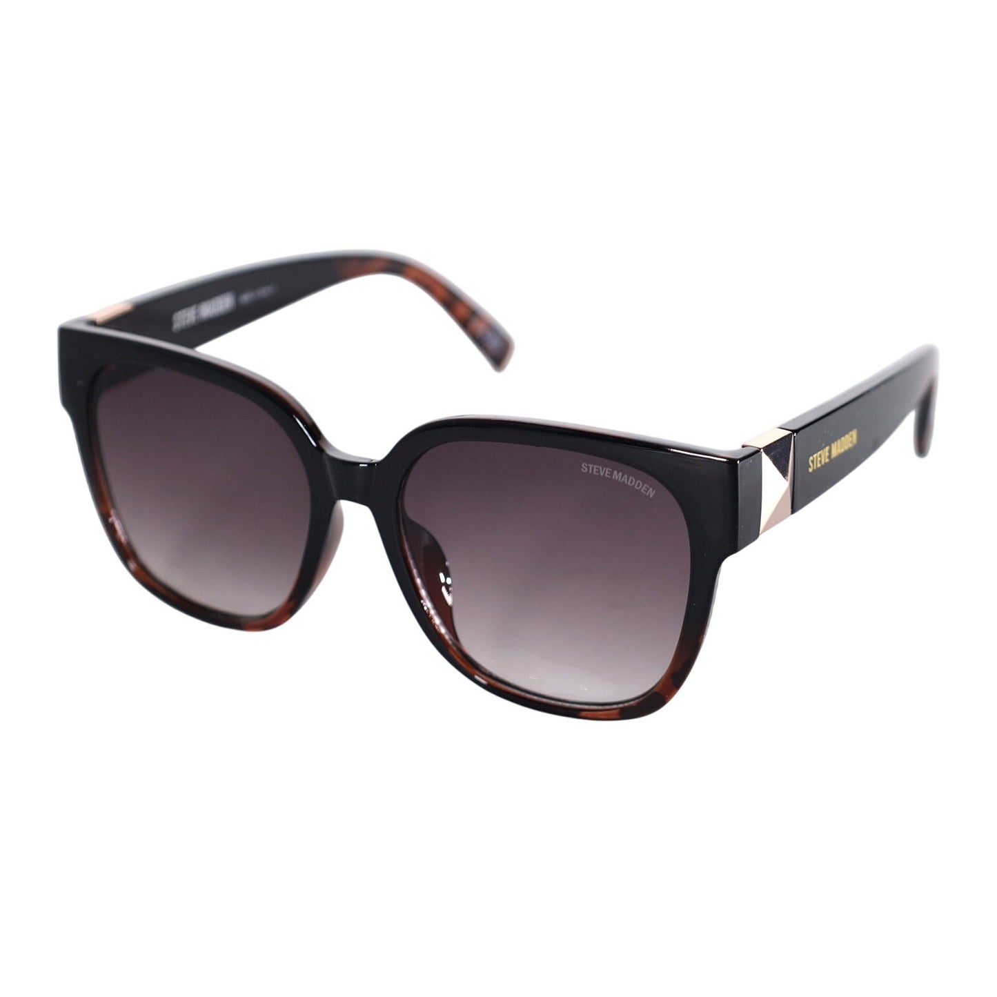 Steve Madden SAYRA Square Sunglasses - Black Tortoise / Smoke Gradient