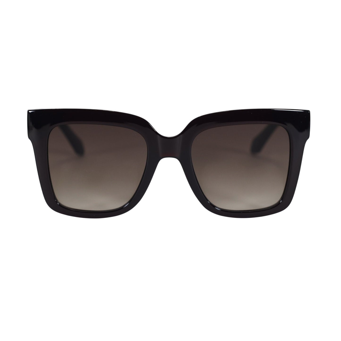 Black sunglasses with dark lenses on a white background