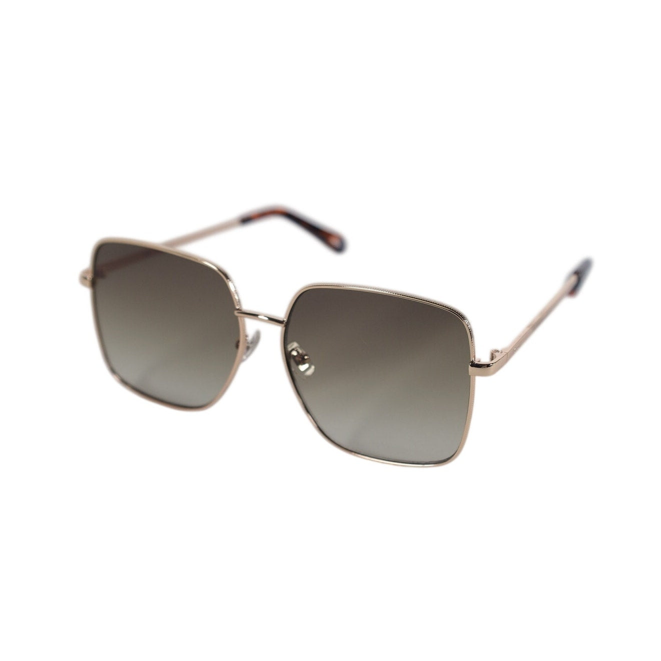 Fossil Oversized Square Metal Women's Sunglasses - Gold / Green Gradient