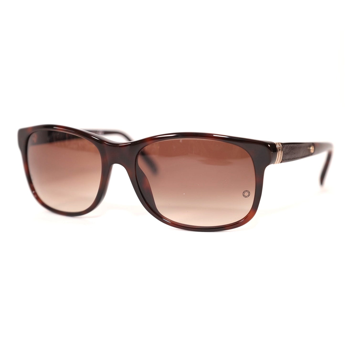 Montblanc Rectangle Men's Designer Sunglasses - Dark Brown Havana/Brown