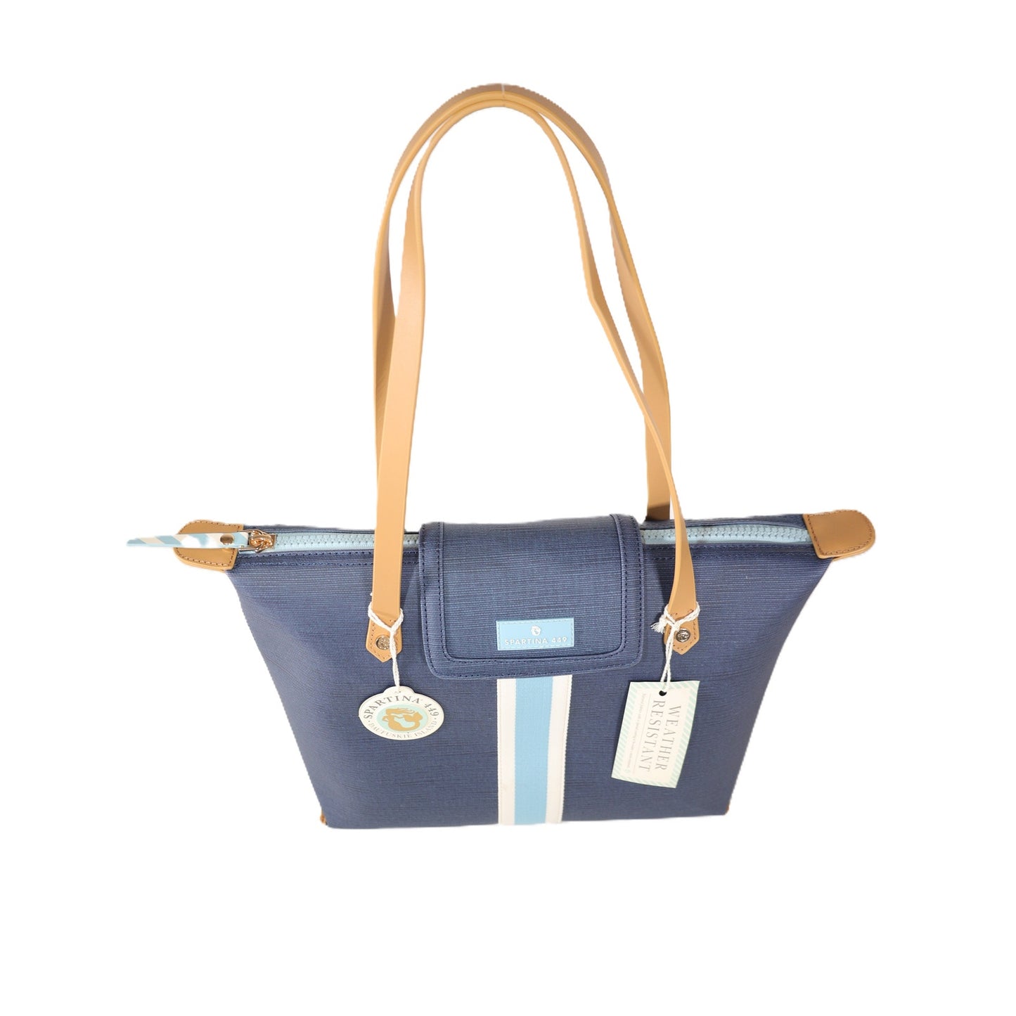 Spartina 449 Armada Zip Travel Tote Bag – Navy Blue Stripe