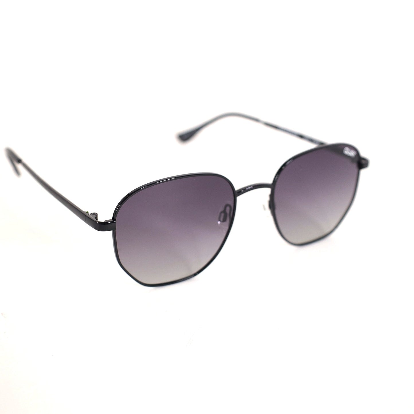 Quay Australia BIG TIME Round Polarized Sunglasses - Black / Smoke