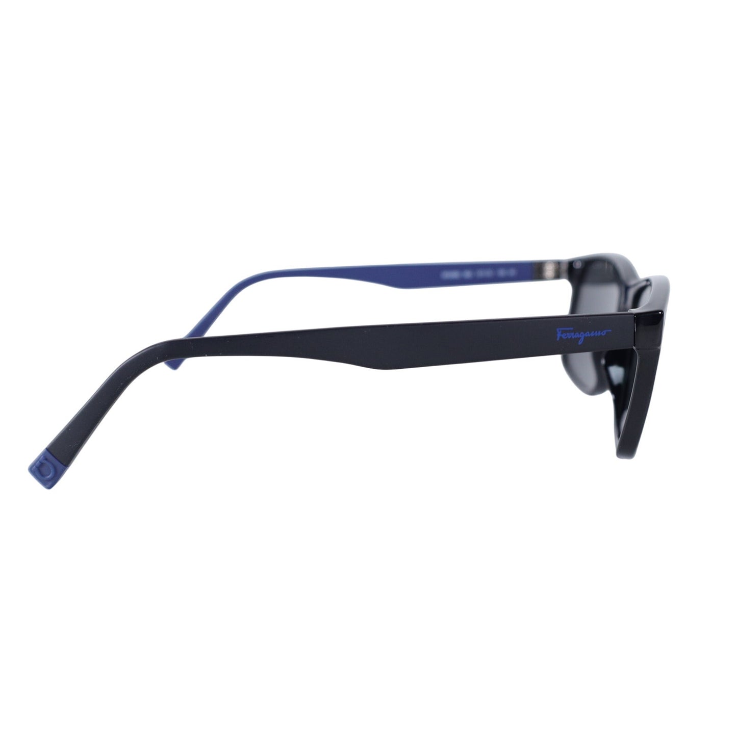 Salvatore Ferragamo Mens Rectangle Designer Sunglasses Black Blue Grey Lens