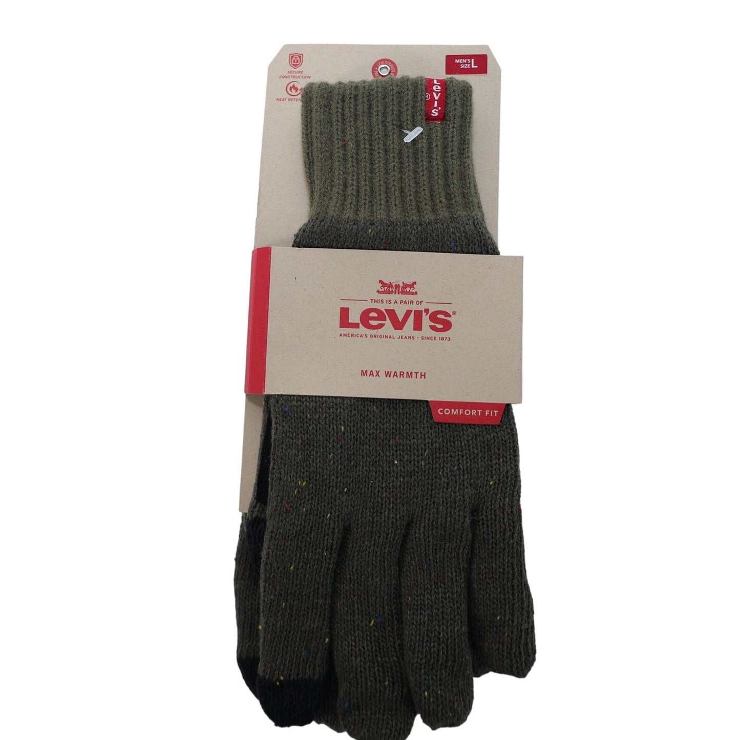 Levi's Mens Easy Texting Knit Gloves - Mens Large - Olive Green