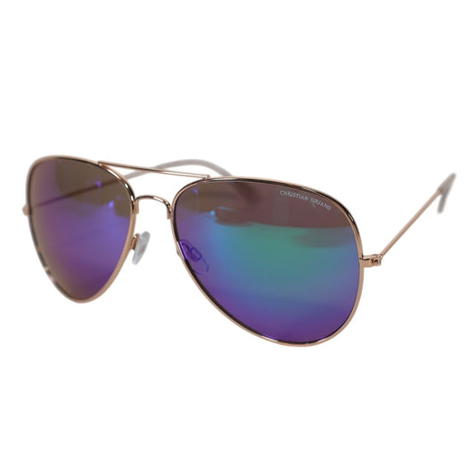 Christian Siriano Metal Aviator Sunglasses - Gold / Blue Green Mirror Lens