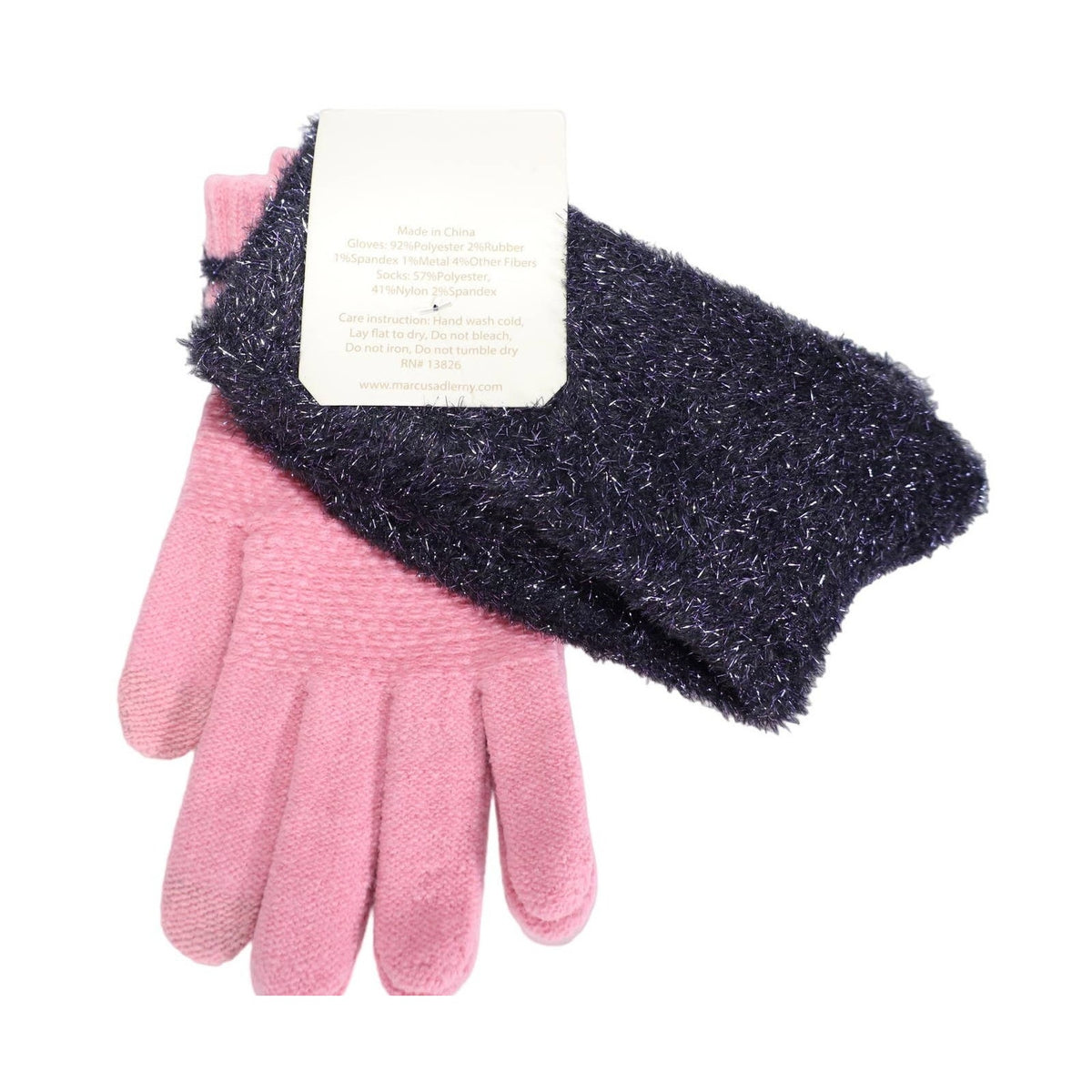 Marcus Adler Women’s Ultra Plush Glove & Fuzzy Tinsel Sock Set