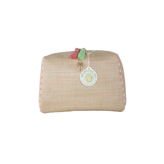 Spartina 449 Boho Large Faux Straw Cosmetic Pouch – Palm Tree – NWT