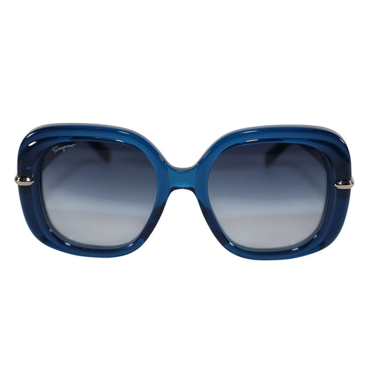 Ferragamo Oversized Women Sunglasses - Transparent Blue/Blue Gradient