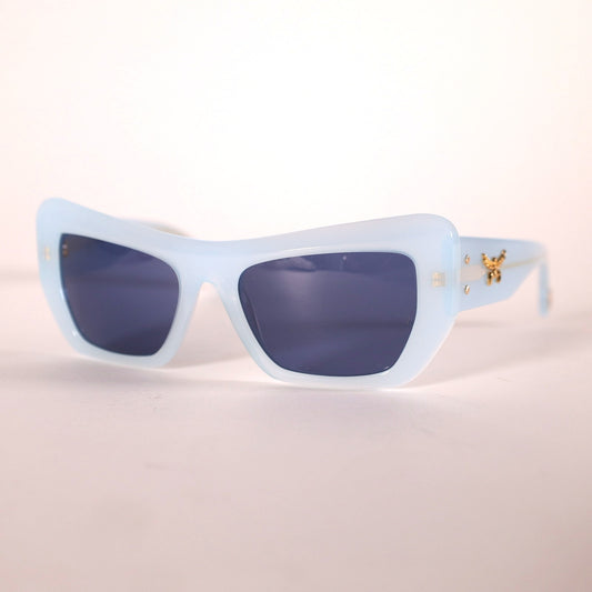 MCM Cat Eye Rectangle Sunglasses - Shiny Light Blue / Smoke