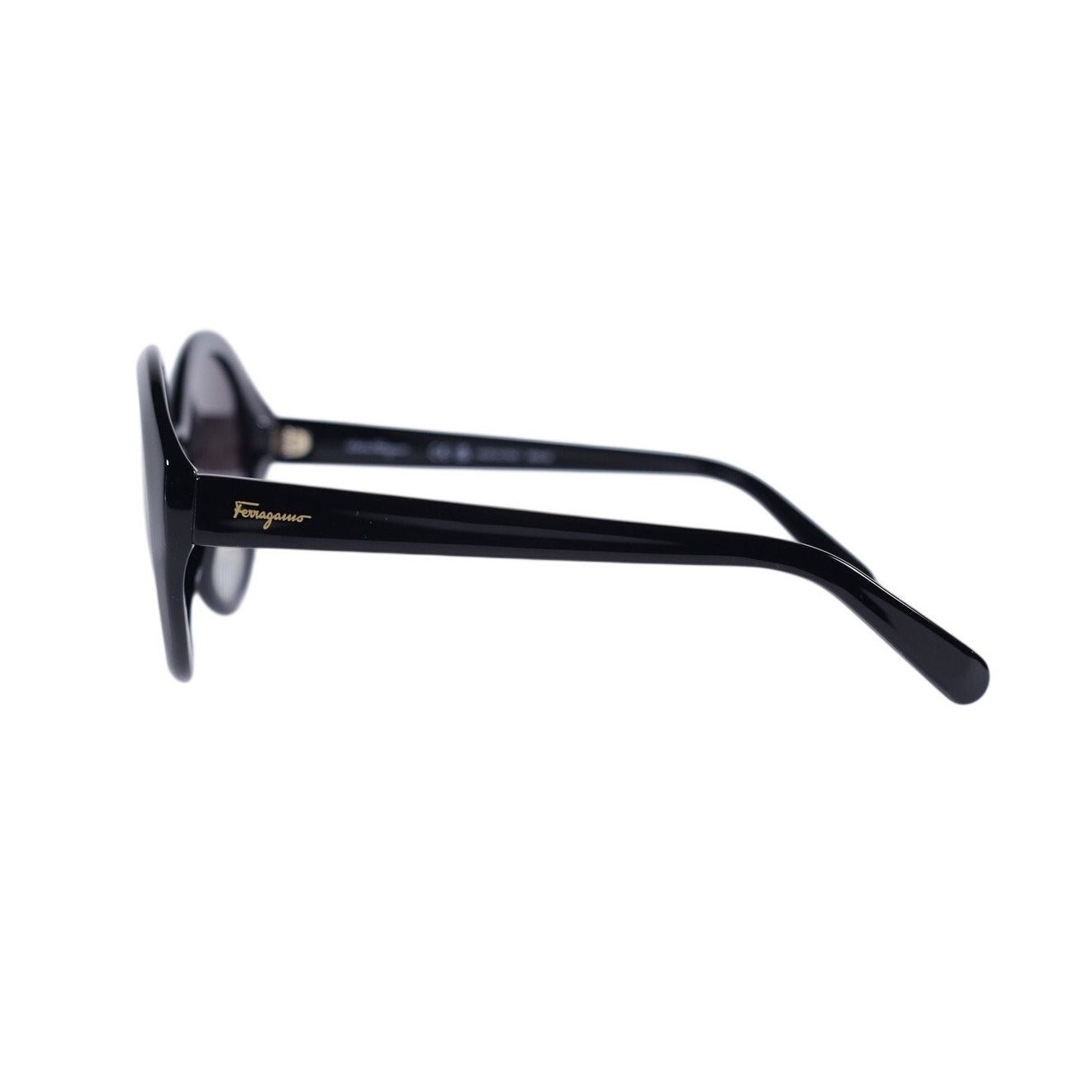 Salvatore Ferragamo Oval Round Women's Designer Sunglasses - Black / Grey