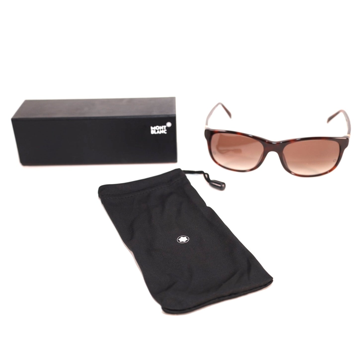 Montblanc Rectangle Men's Designer Sunglasses - Dark Brown Havana/Brown