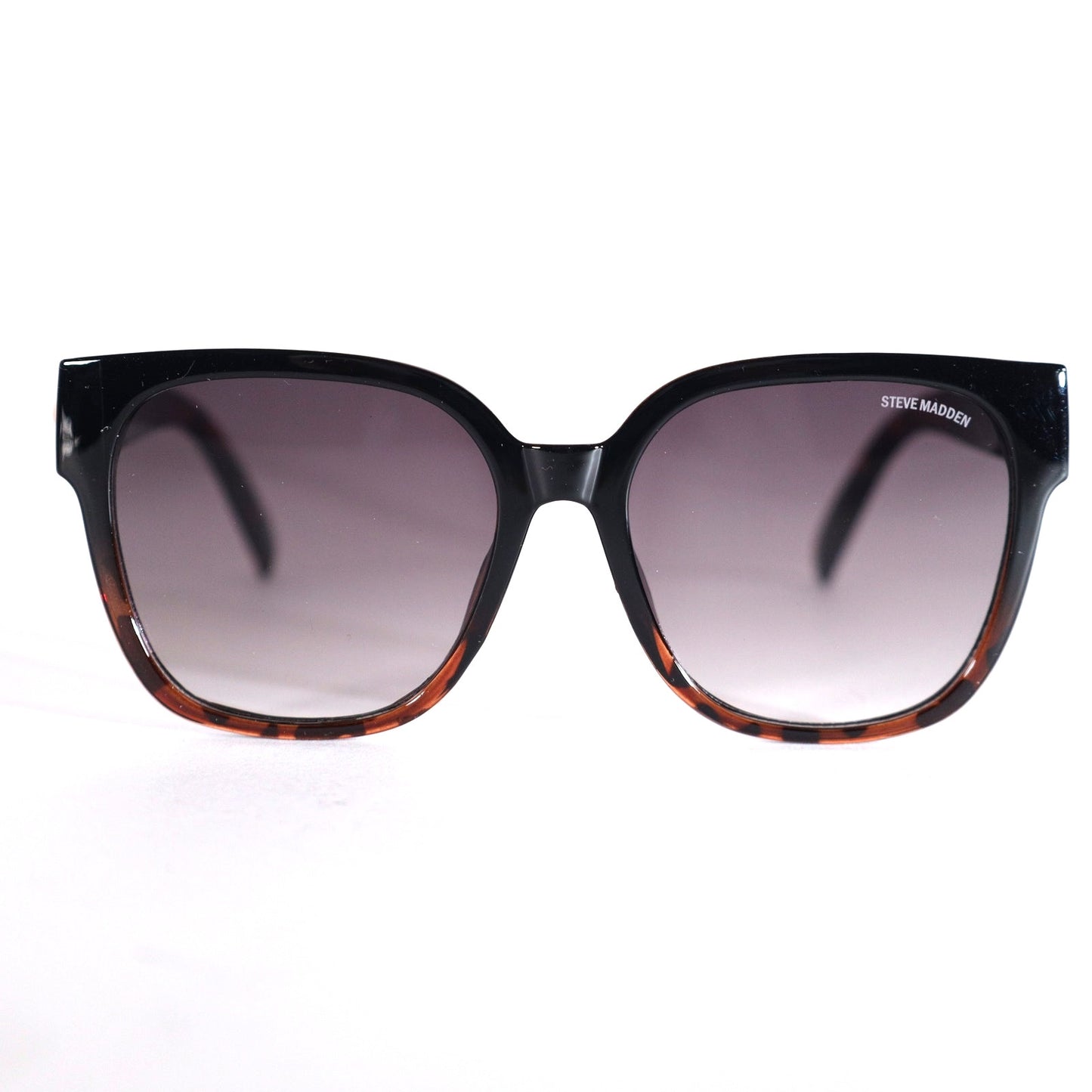 Steve Madden SAYRA Square Sunglasses - Black Tortoise / Smoke Gradient