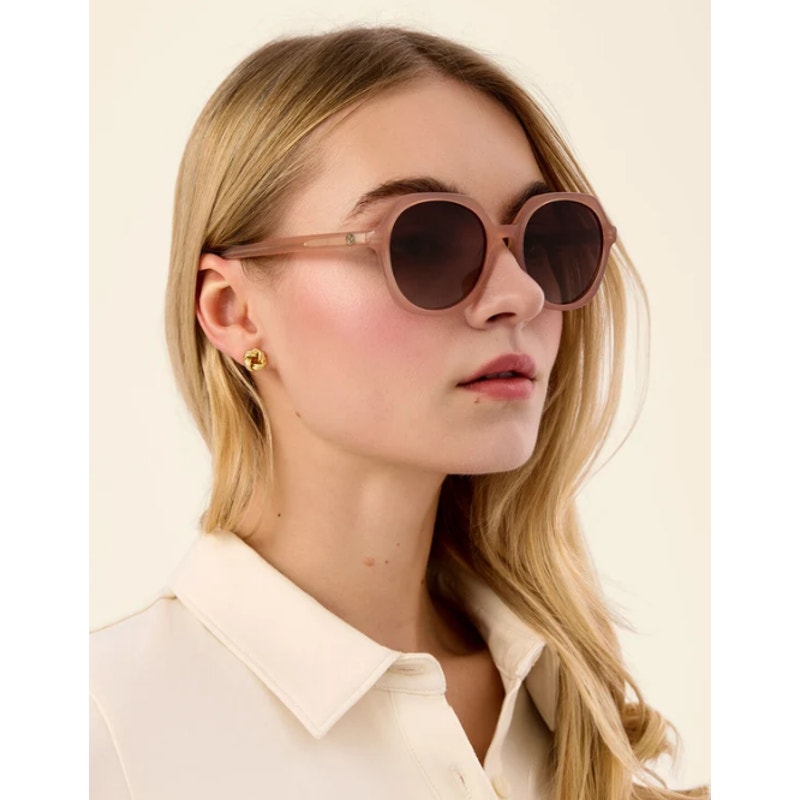 Spartina 449 Calibogue Round Polarized Sunglasses - Rose Pink / Brown