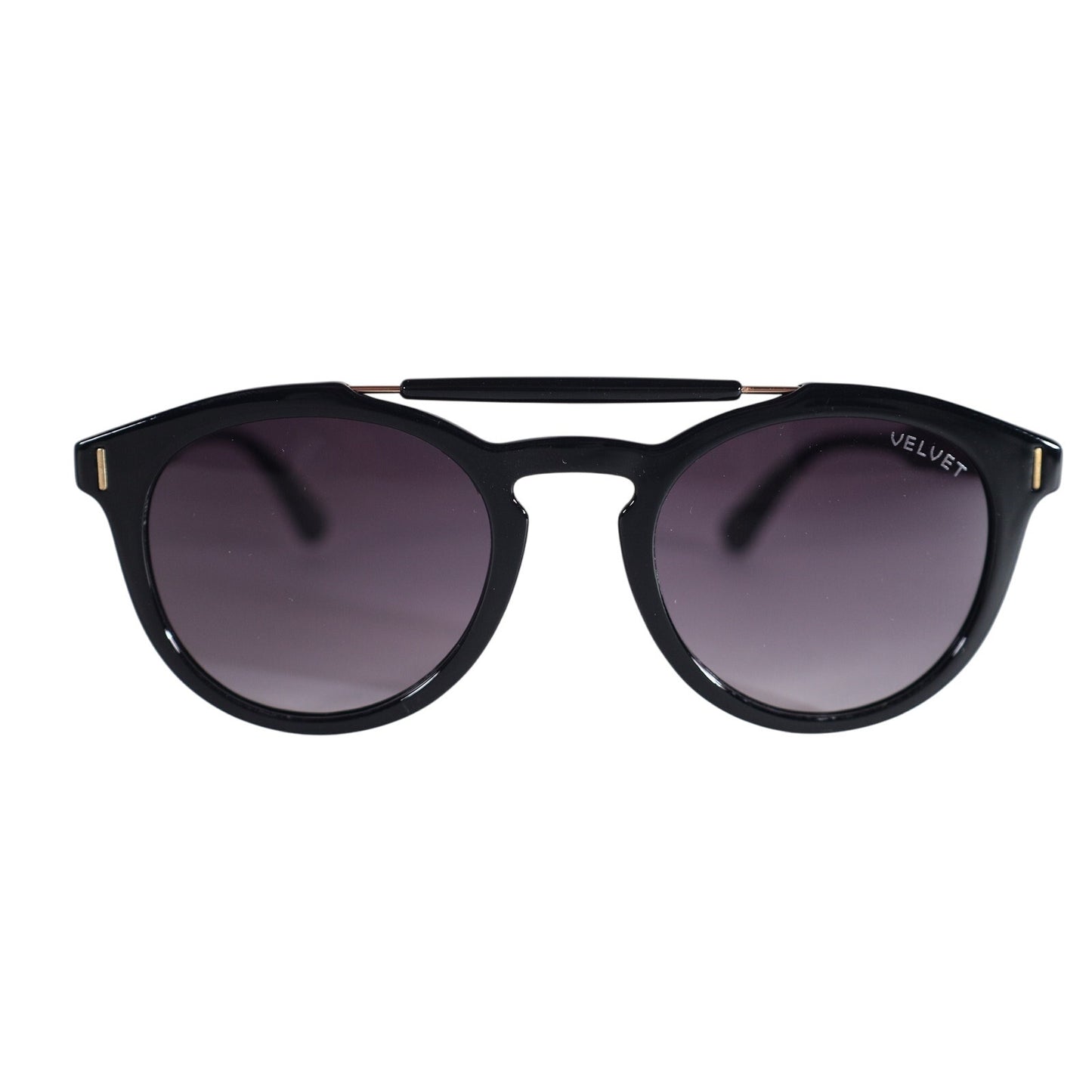 Velvet Eyewear AMELIA Round Aviator Sunglasses - Black / Gray Fade