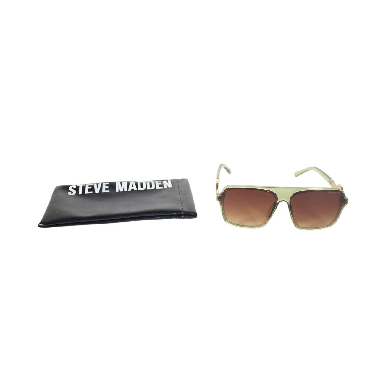 Steve Madden TELLIE Oversized Shield Sunglasses - Shiny Crystal Green/Gold