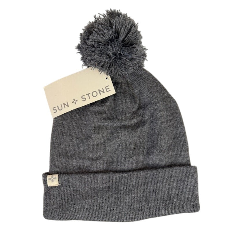 Sun + Stone Charcoal Gray Knit Pom Beanie
