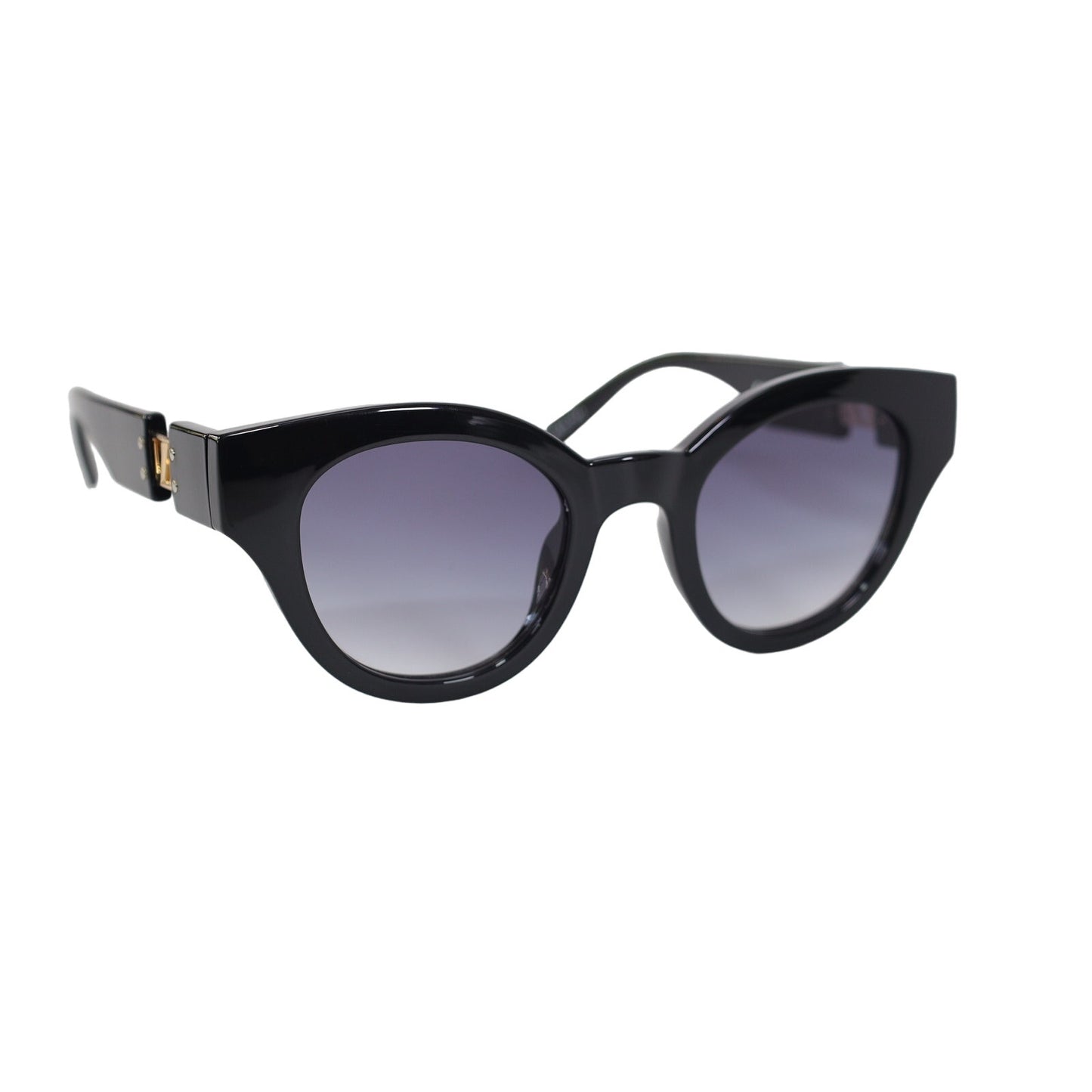 Le Specs Deja Nu Round Womens Sunglasses - Shiny Black / Grey