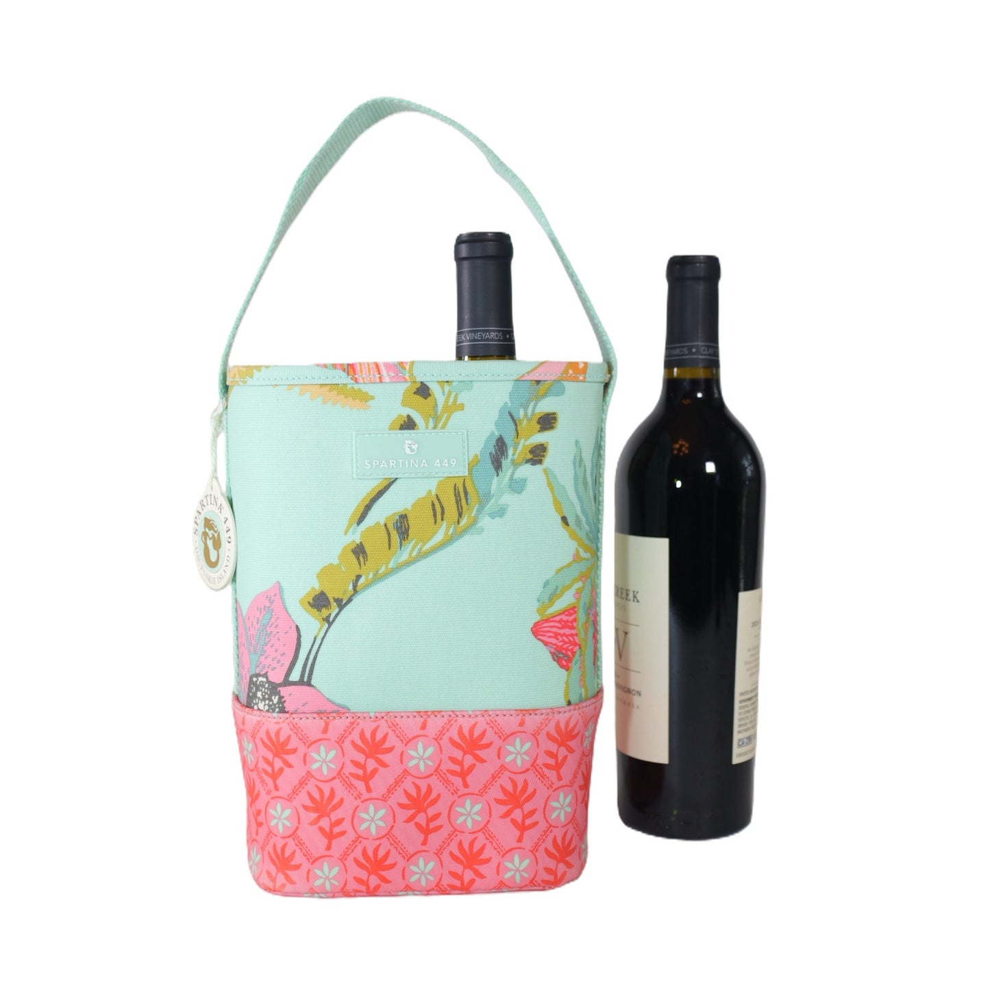 Spartina 449 Double Wine Caddy Coastal Tote Bag - Queenie Tropical Floral
