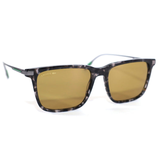 Lacoste Square Men’s Sunglasses – Grey Havana / Green-Gold