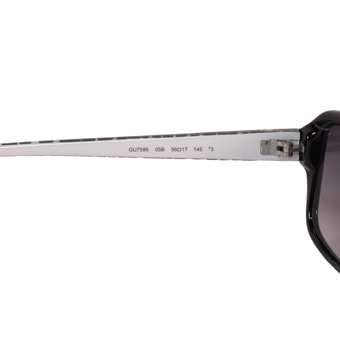 Guess Rectangle Womens Sunglassees - Black-White/Gradient Smoke