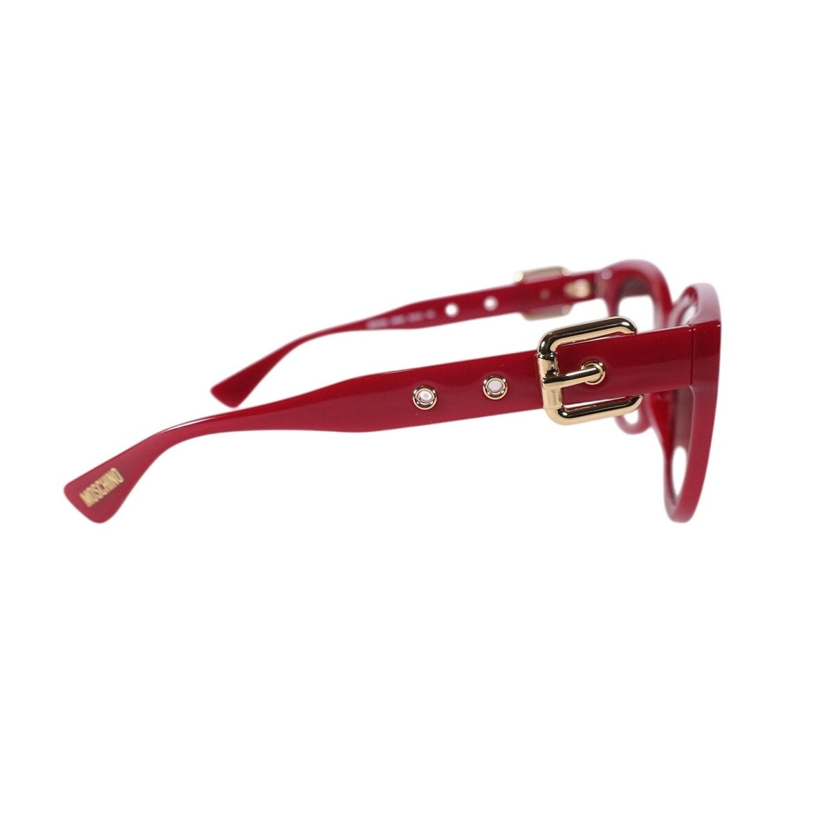 Moschino Cat Eye Sunglasses w/ Gold Buckle Accent Arms – Red / Brown Gradient