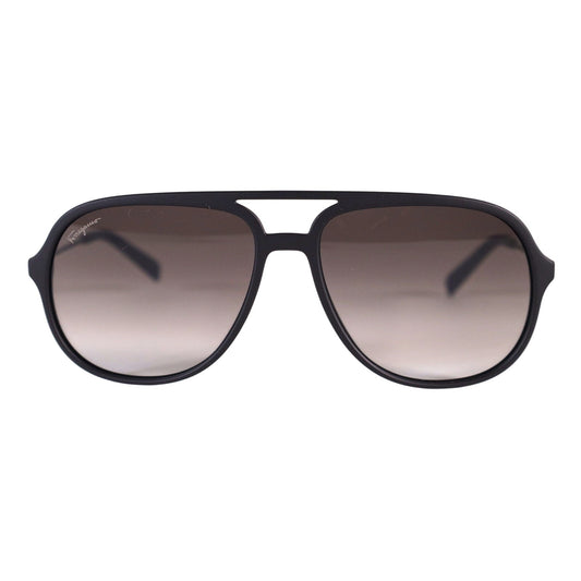 Salvatore Ferragamo Mens Lightweight Aviator Sunglasses - Black / Grey