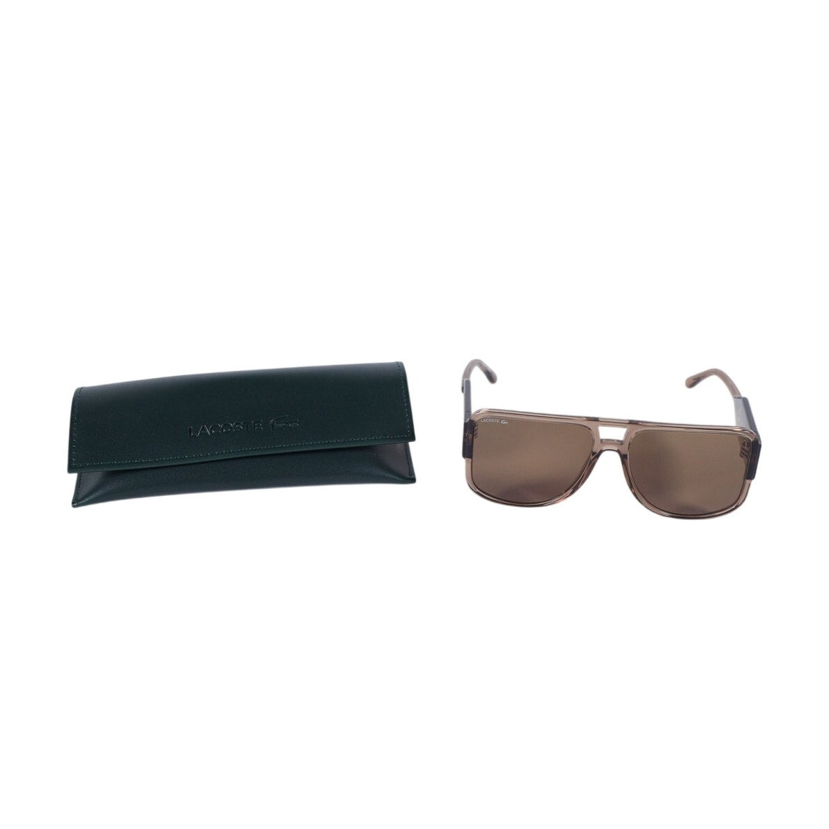 Lacoste Oversized Square Navigator Sunglasses - Light Brown / Brown