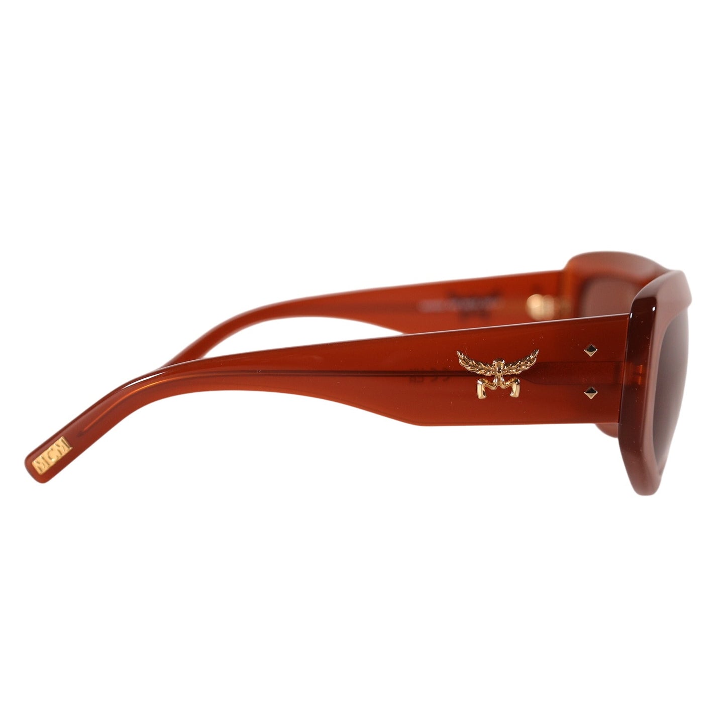 MCM Wraparound Rectangle Sunglasses - Shiny Light Brown / Brown