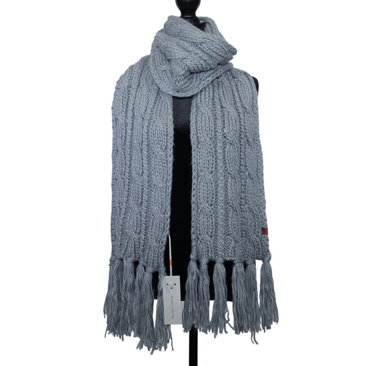 Bickley + Mitchell Amsterdam Knit Fringe Winter Scarf - Steel Grey