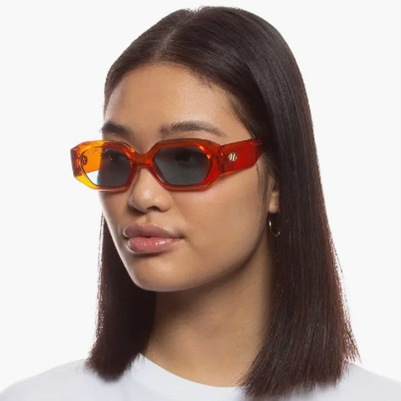 Le Specs Slaptrash Geometric Oval Sunglasses - Orange Soda / Aqua Blue