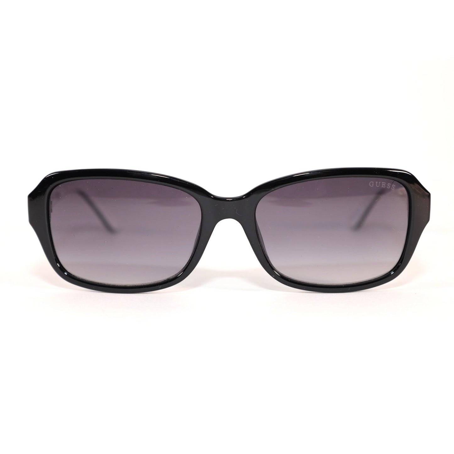 Guess Rectangle Womens Sunglassees - Black-White/Gradient Smoke