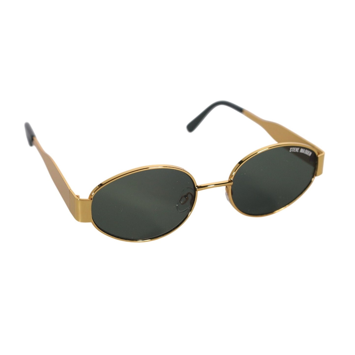 Steve Madden MYSTIE Narrow Oval Sunglasses - Gold / Green