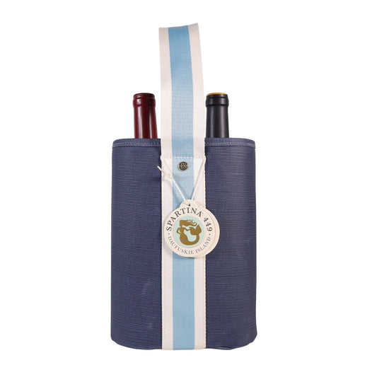Spartina 449 Double Wine Caddy - Navy Blue Stripe