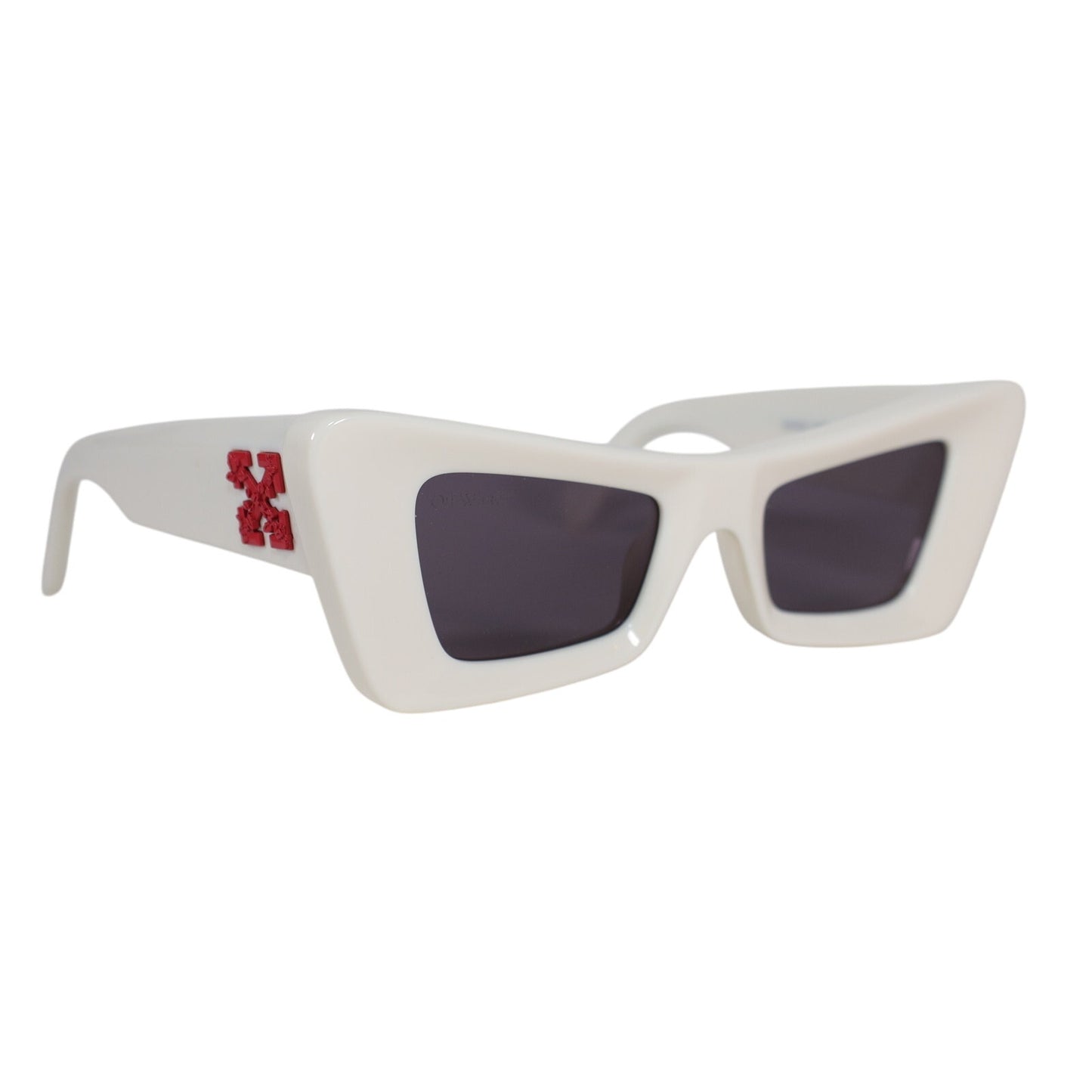Off-White Narrow Geometric Rectangle Butterfly Sunglasses - White/Grey