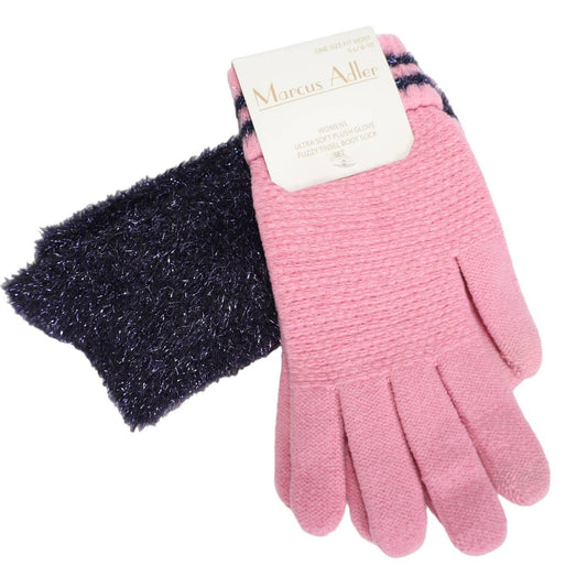 Marcus Adler Women’s Ultra Plush Glove & Fuzzy Tinsel Sock Set